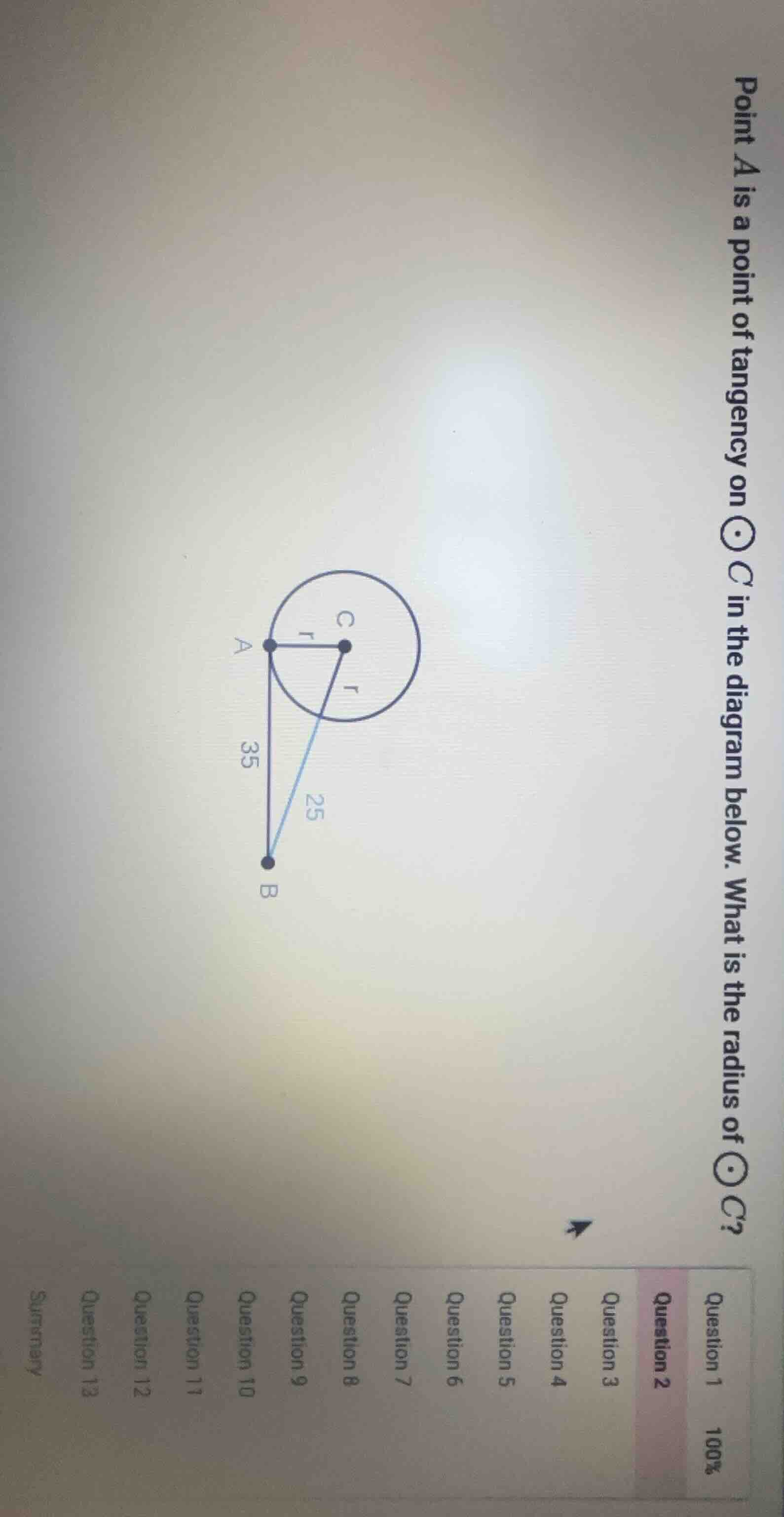 point a is a point of tangency on \\(\\odot c\\) in the diagram below. …