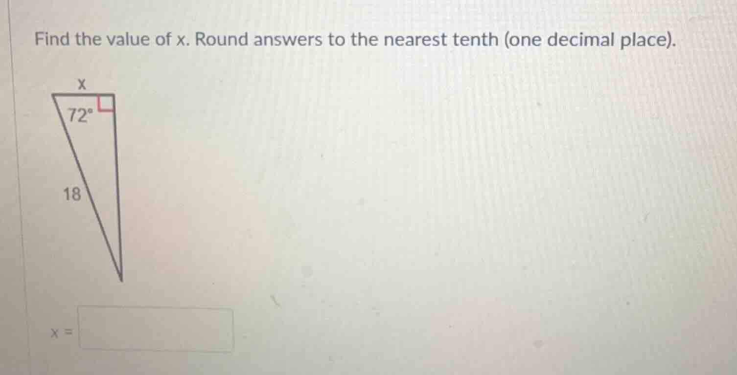 find the value of x. round answers to the nearest tenth (one decimal pl…
