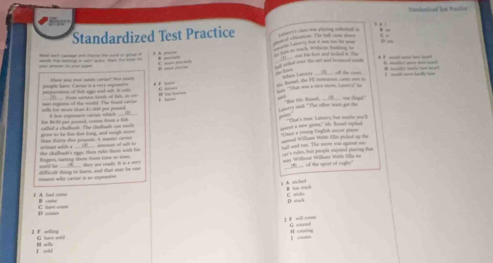 standardized test practice read each passage and choose the word or gro…