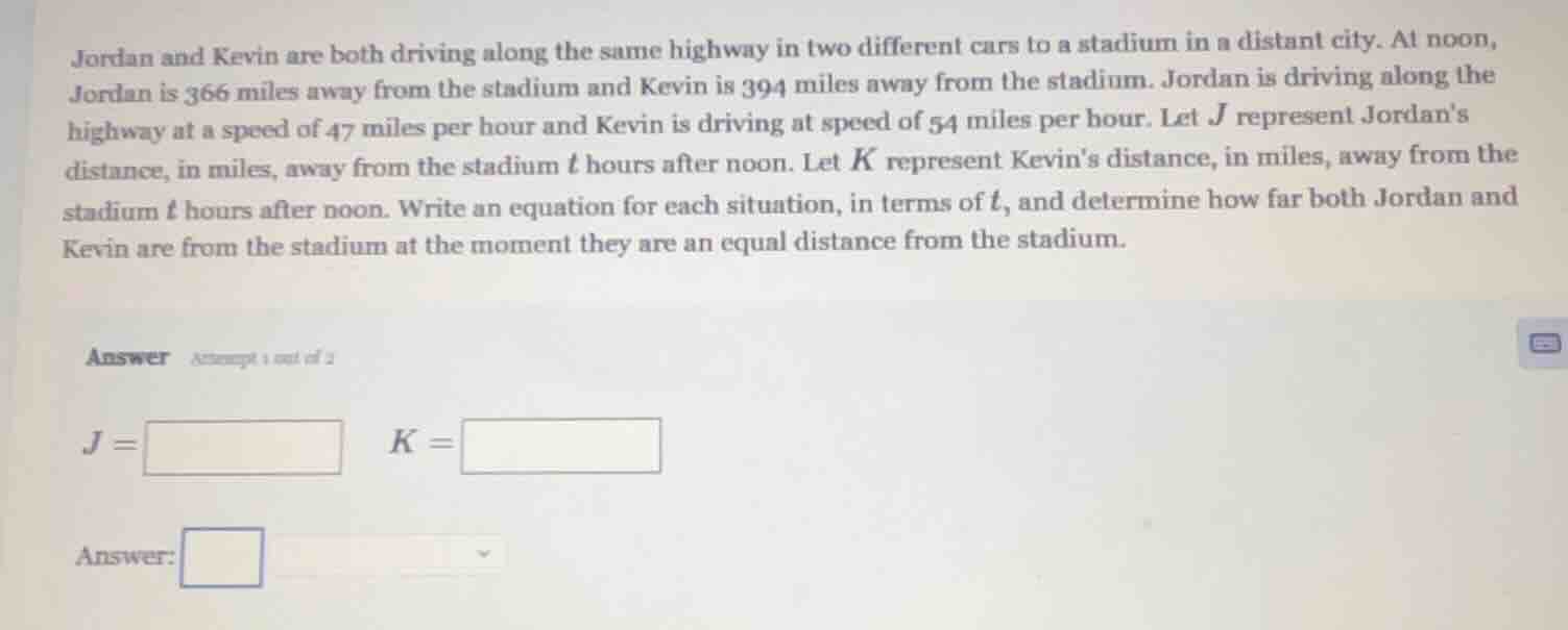 jordan and kevin are both driving along the same highway in two differe…