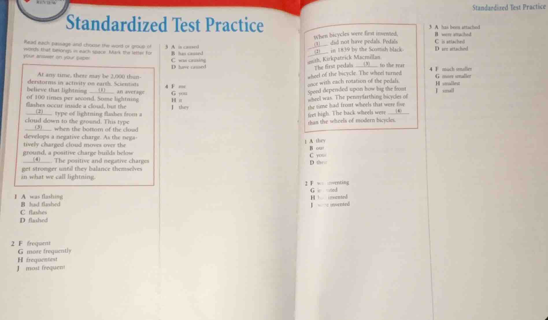 standardized test practice read each passage and choose the word or gro…