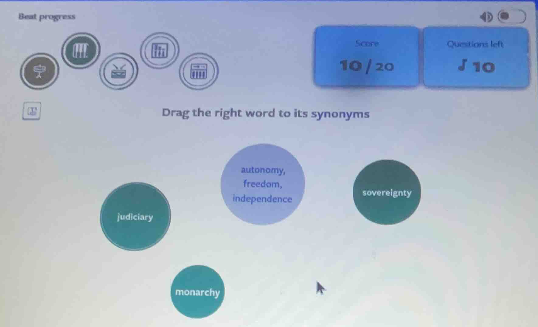 best progress score 10/20 questions left 10 drag the right word to its …