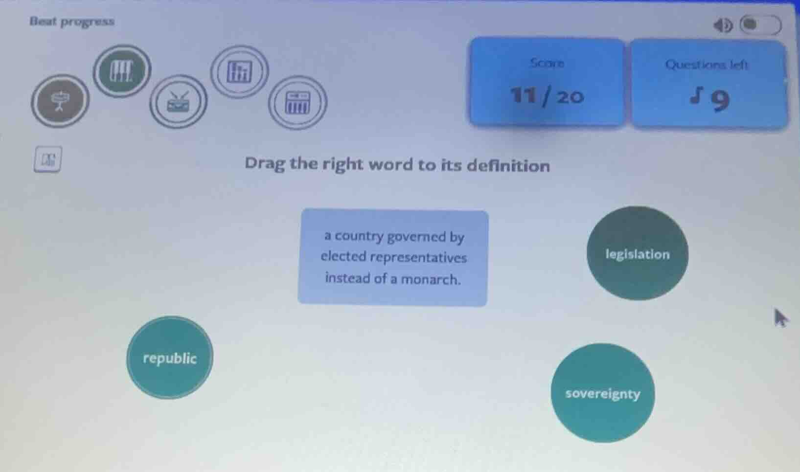best progress drag the right word to its definition a country governed …