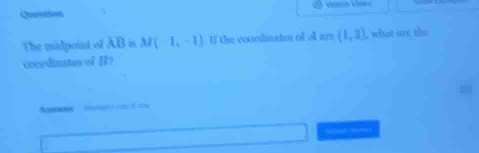 question the midpoint of \\( \\overline{ab} \\) is \\( m(-1, -1) \\). i…