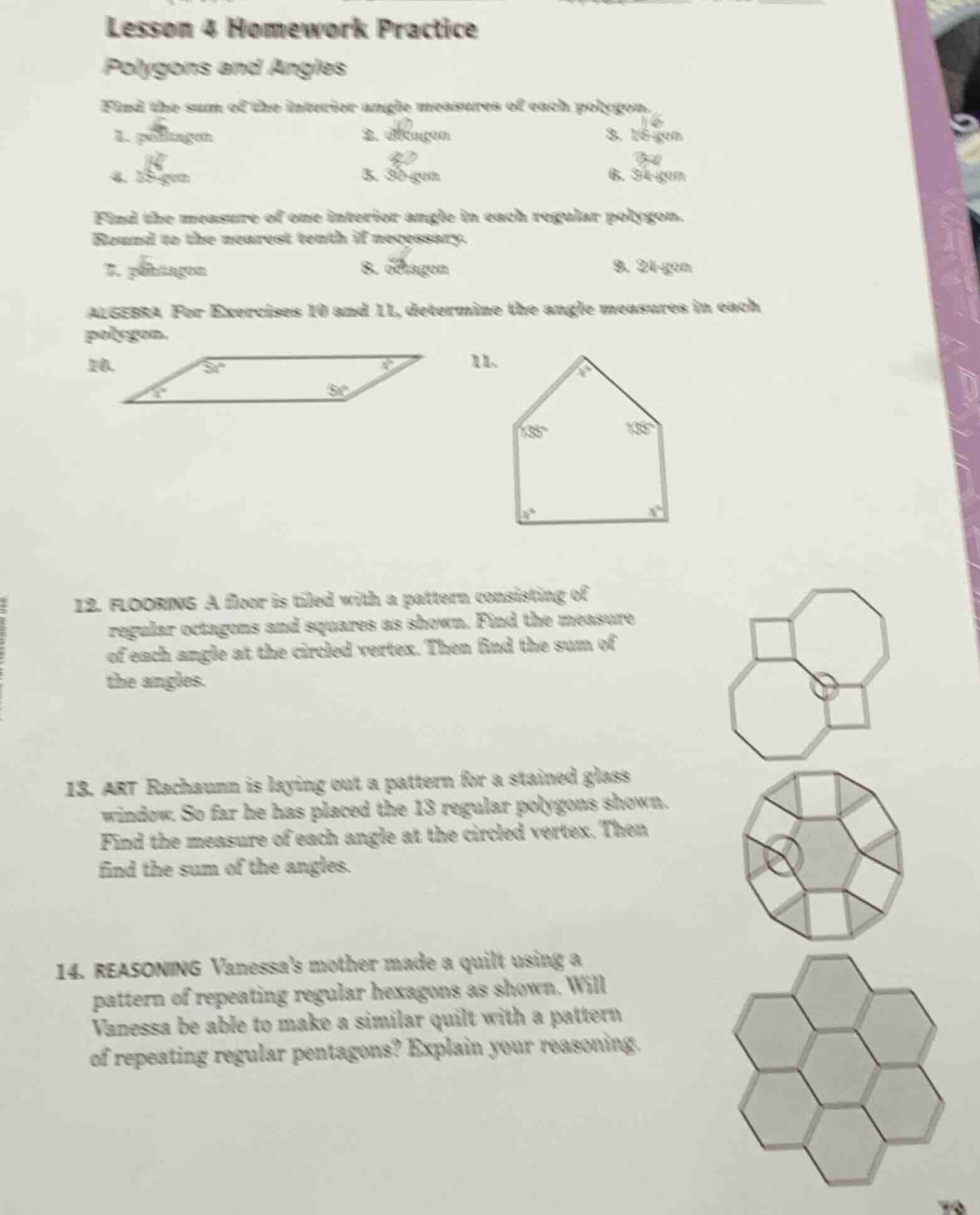 lesson 4 homework practice polygons and angles find the sum of the inte…