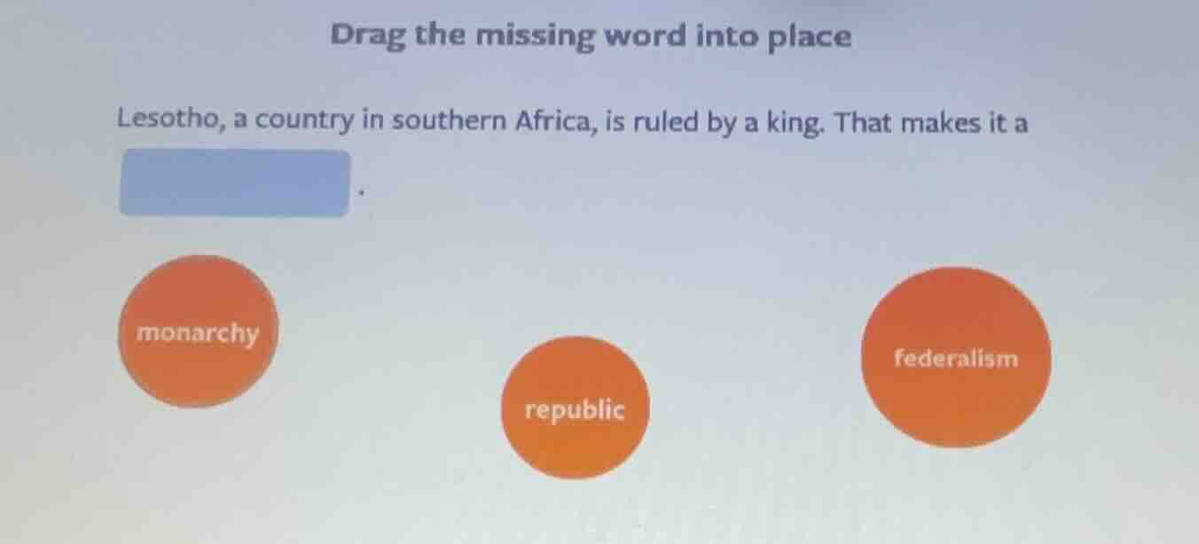drag the missing word into place lesotho, a country in southern africa,…