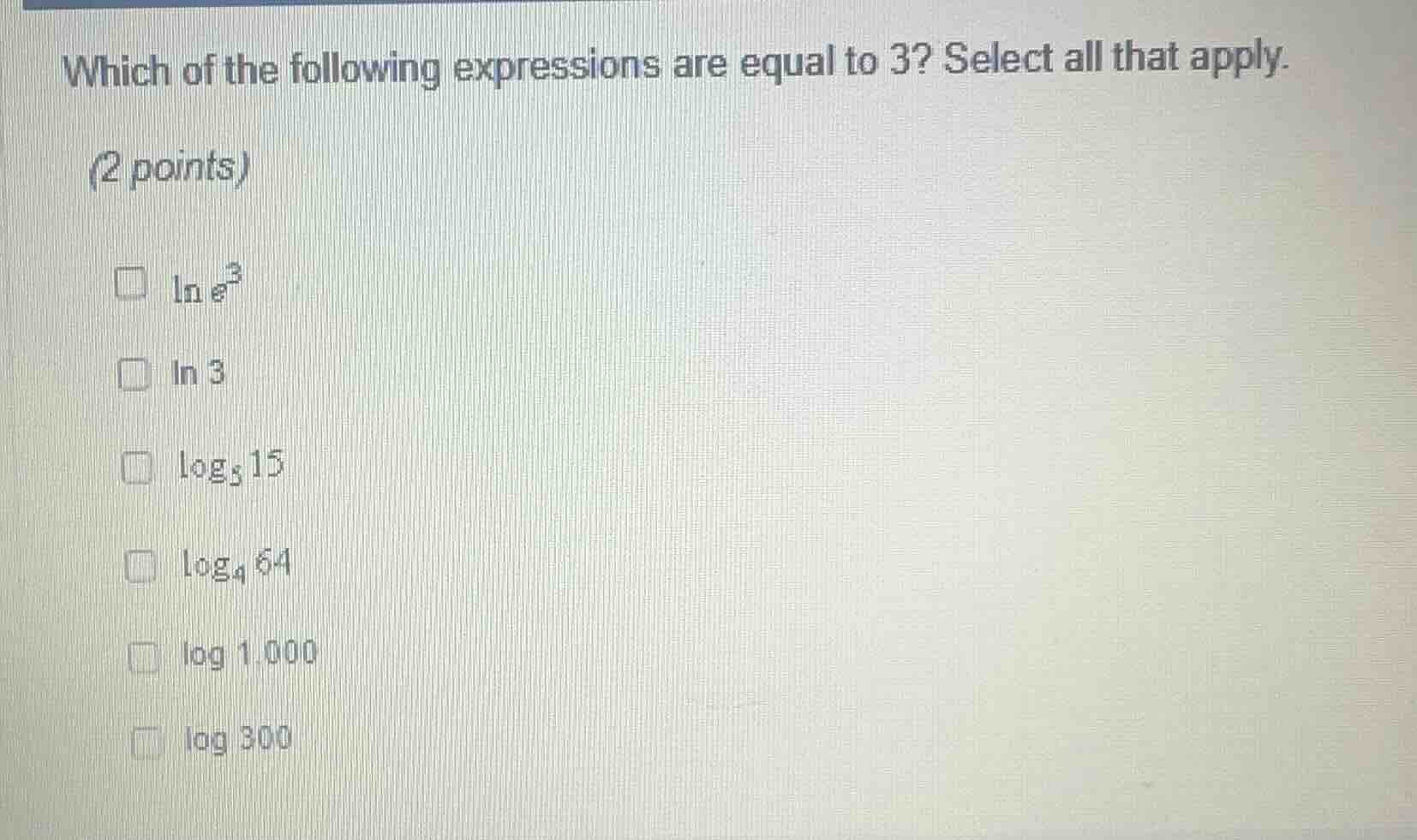 which of the following expressions are equal to 3? select all that appl…