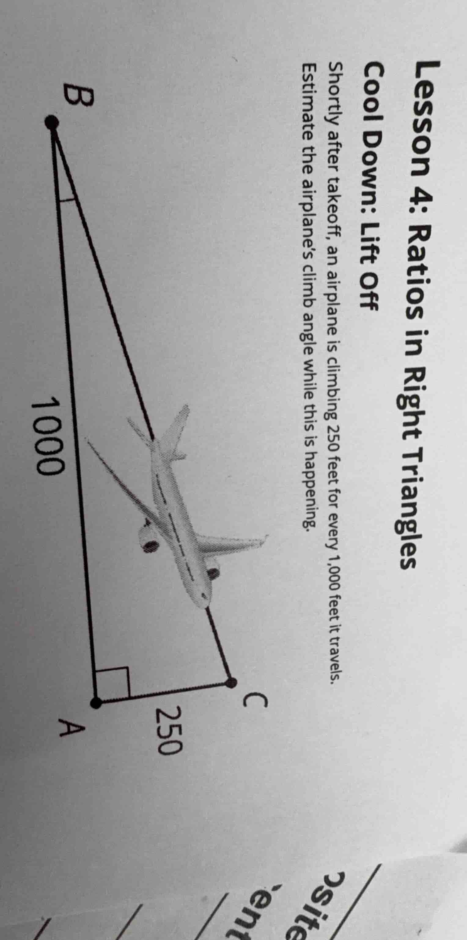lesson 4: ratios in right triangles cool down: lift off shortly after t…