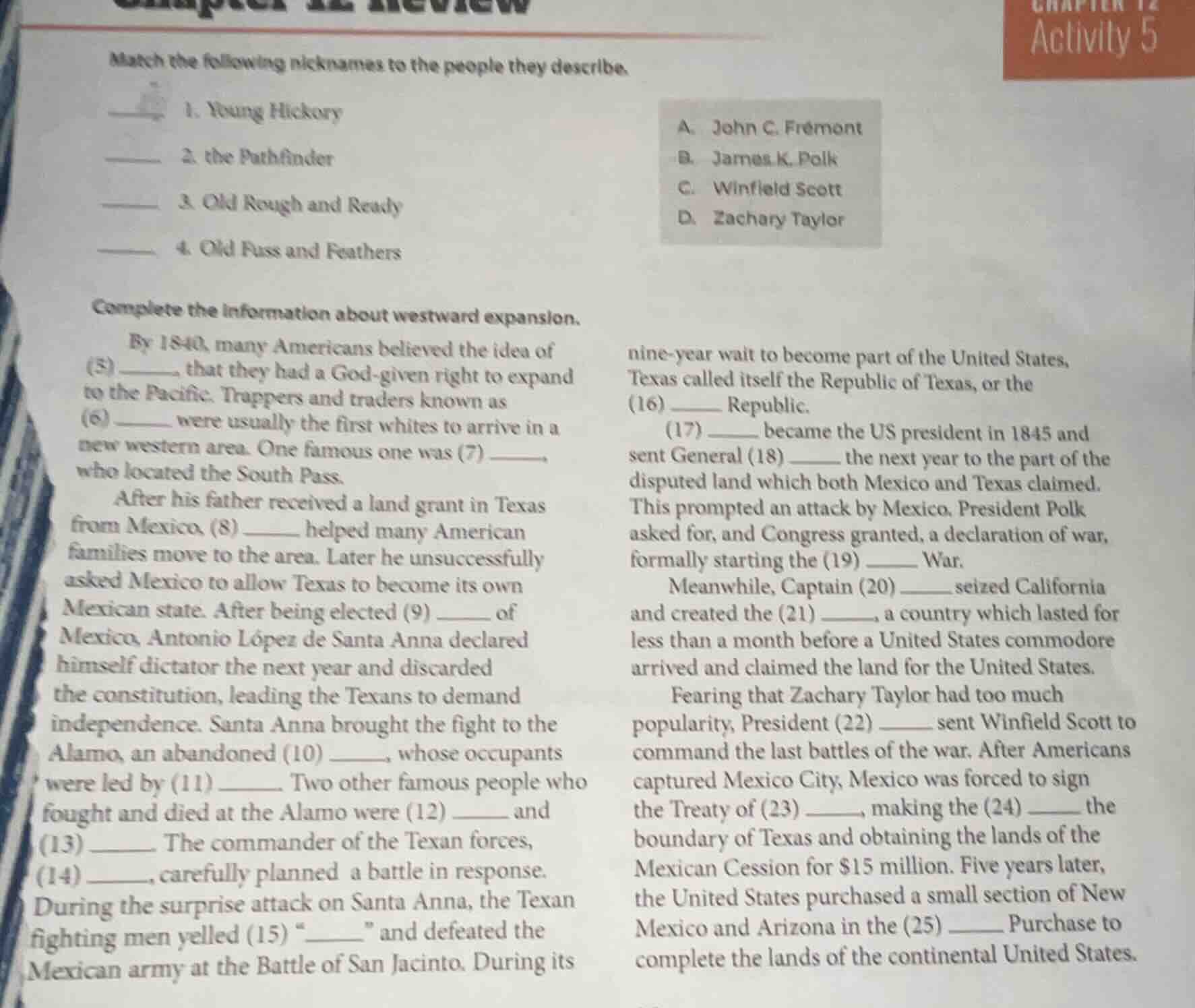 match the following nicknames to the people they describe. 1. young hic…