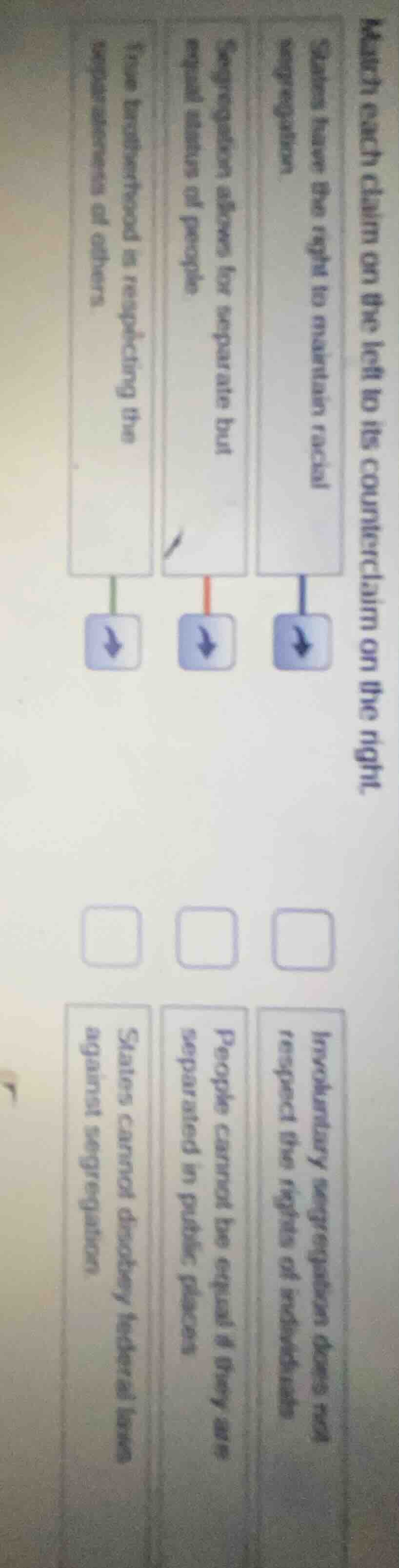 match each claim on the left to its counterclaim on the right. states h…
