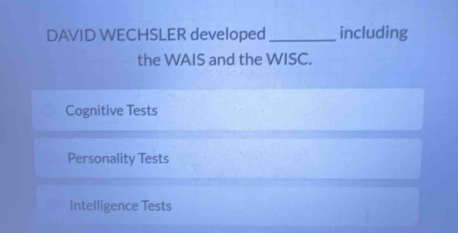 david wechsler developed ______ including the wais and the wisc. cognit…
