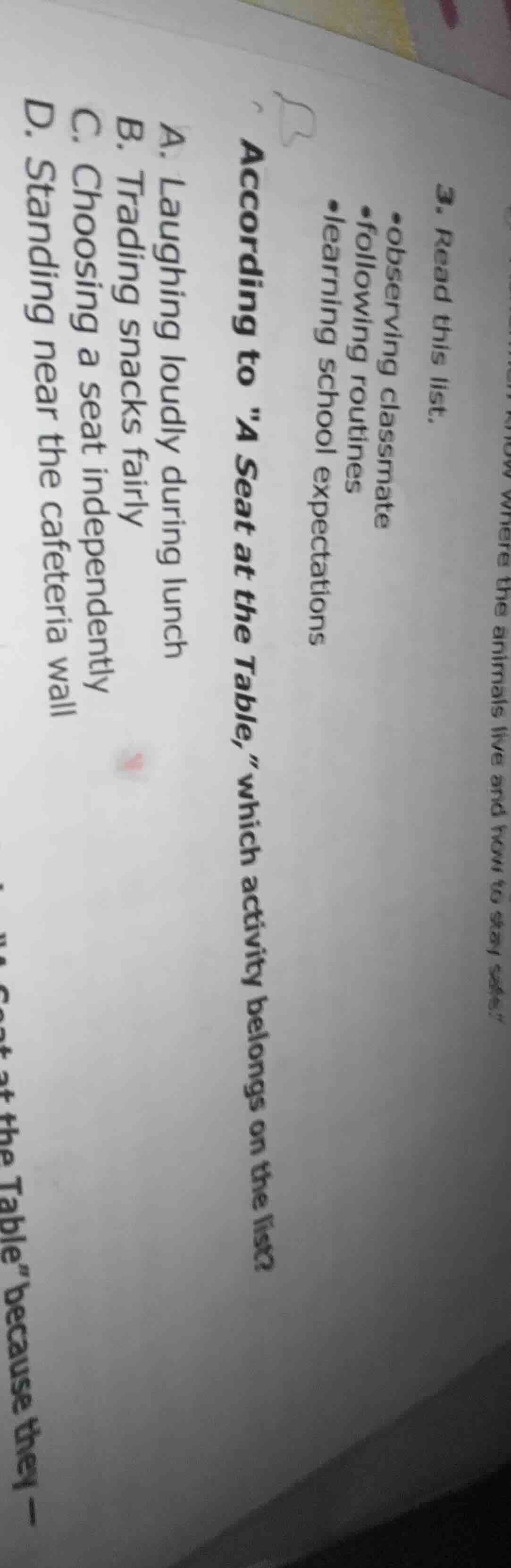 3. read this list. - observing classmate - following routines - learnin…