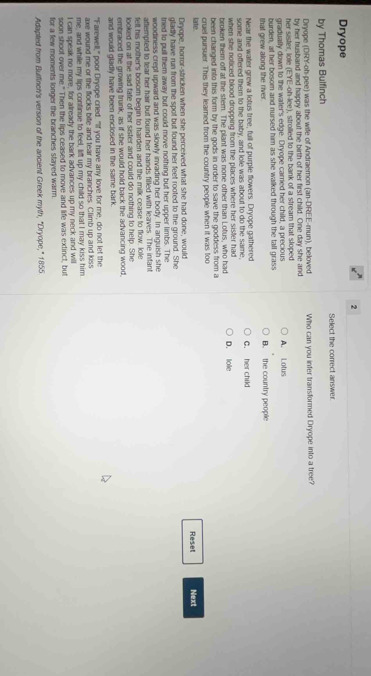 dryope by thomas bulfinch dryope (dry-oh-pee) was the wife of andraemon…