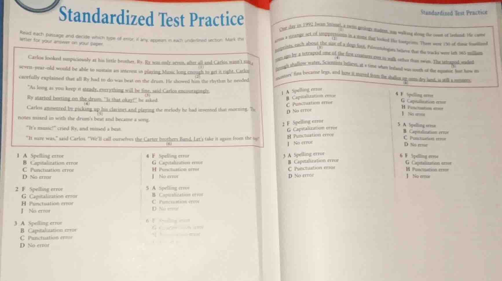 standardized test practice read each passage and decide which type of e…