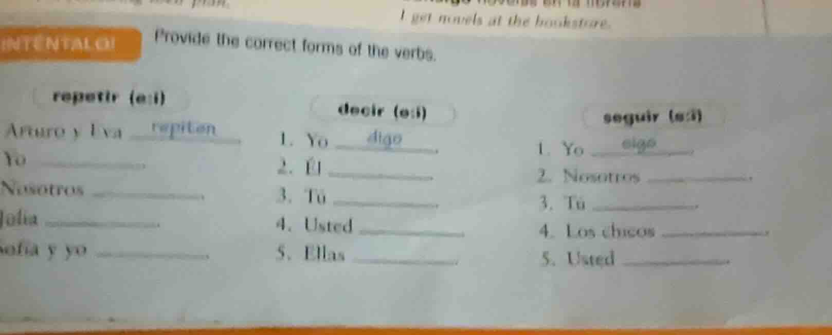inténtalo! provide the correct forms of the verbs. repetir (e:i) arturo…