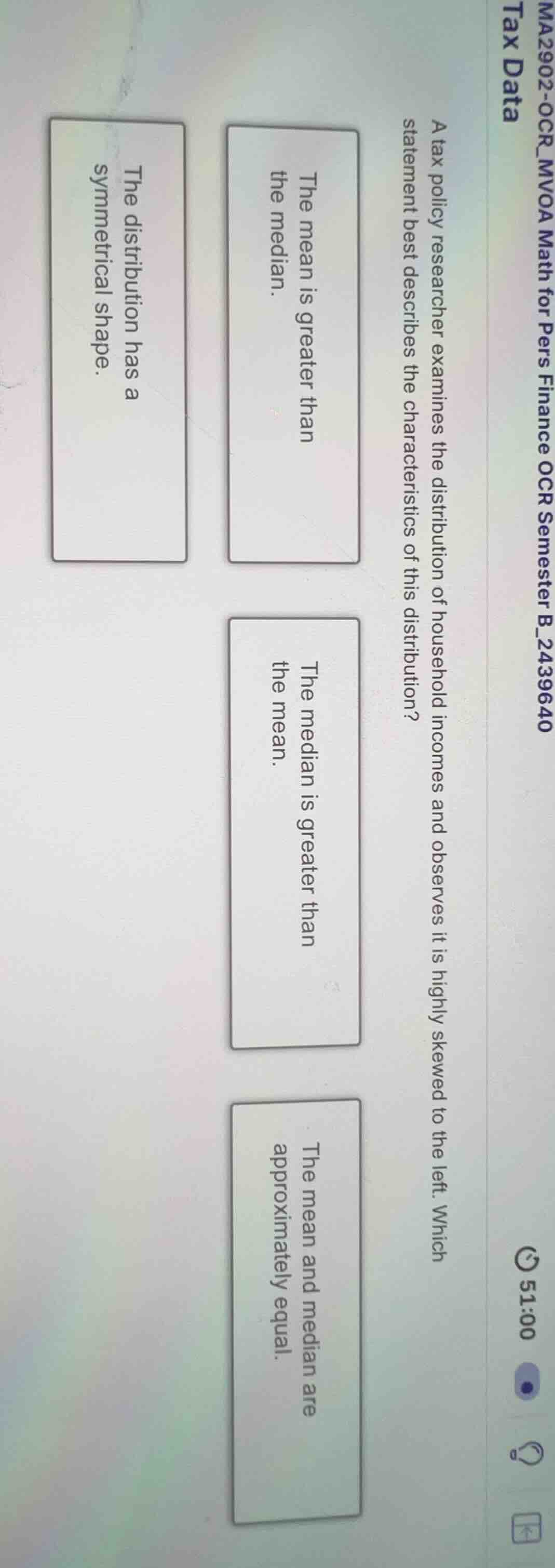 a tax policy researcher examines the distribution of household incomes …