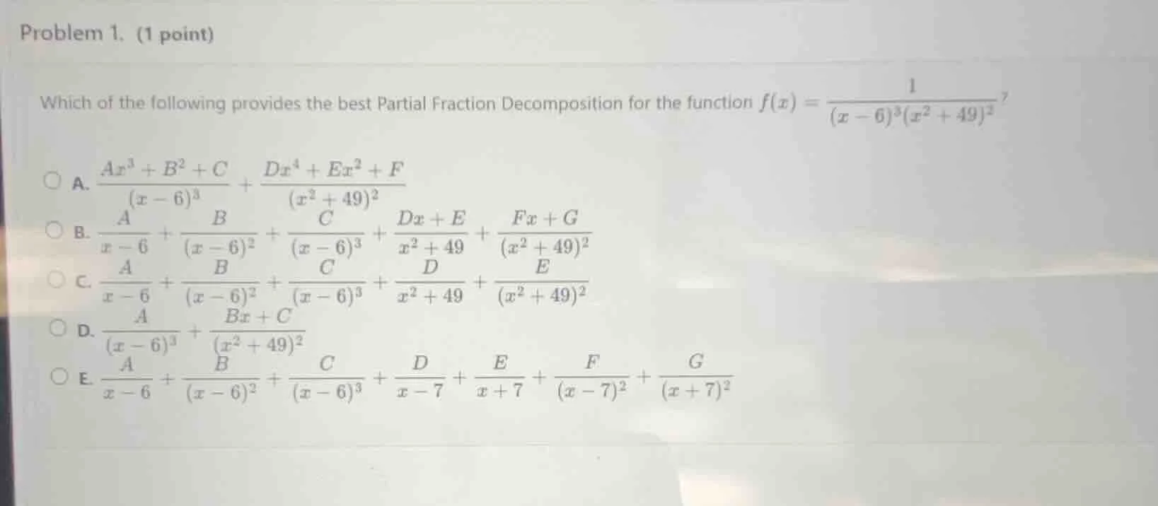 problem 1. (1 point) which of the following provides the best partial f…