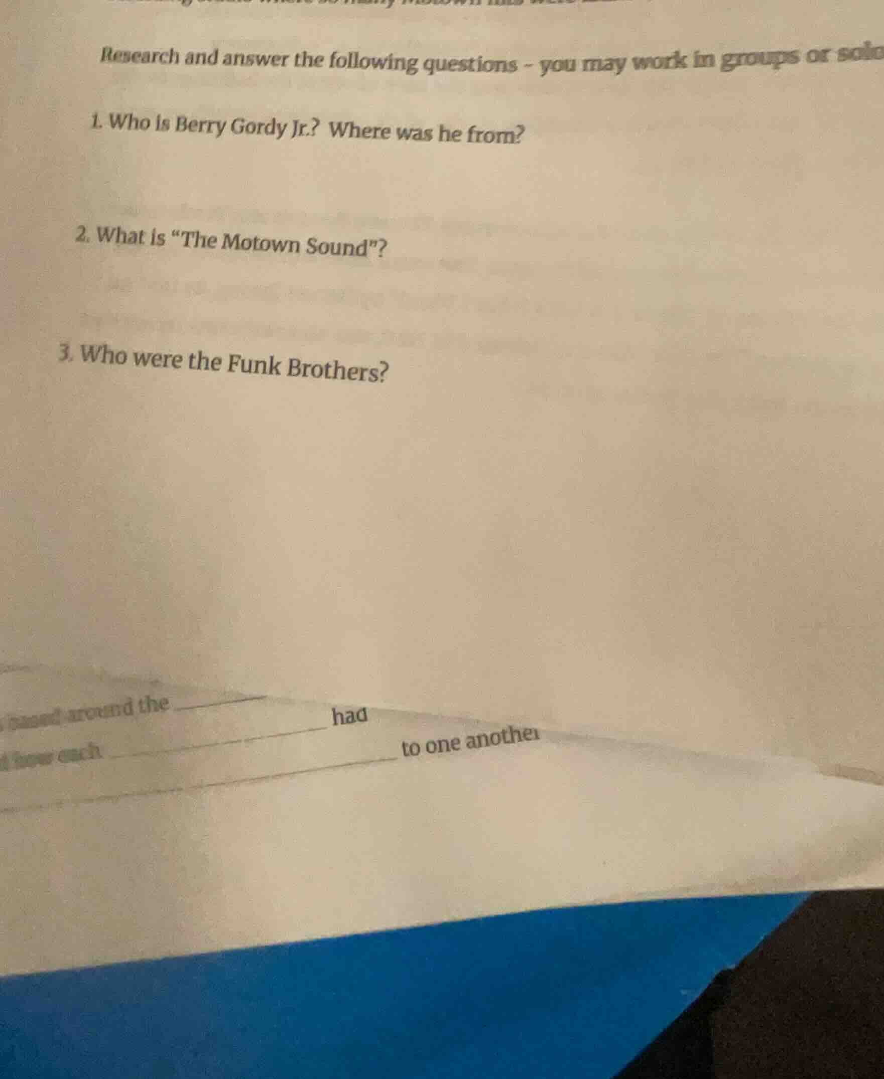 research and answer the following questions - you may work in groups or…