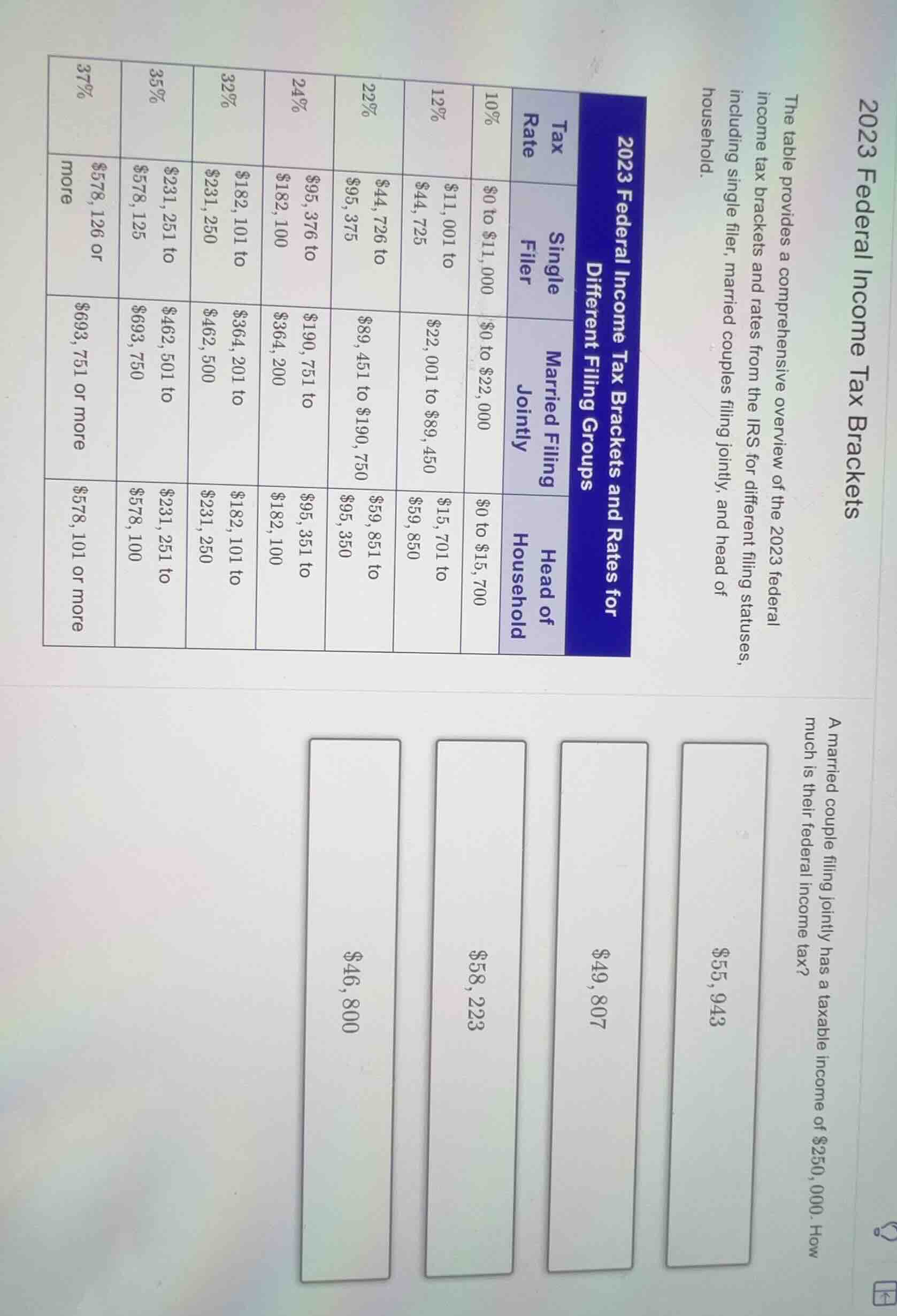 2023 federal income tax brackets the table provides a comprehensive ove…