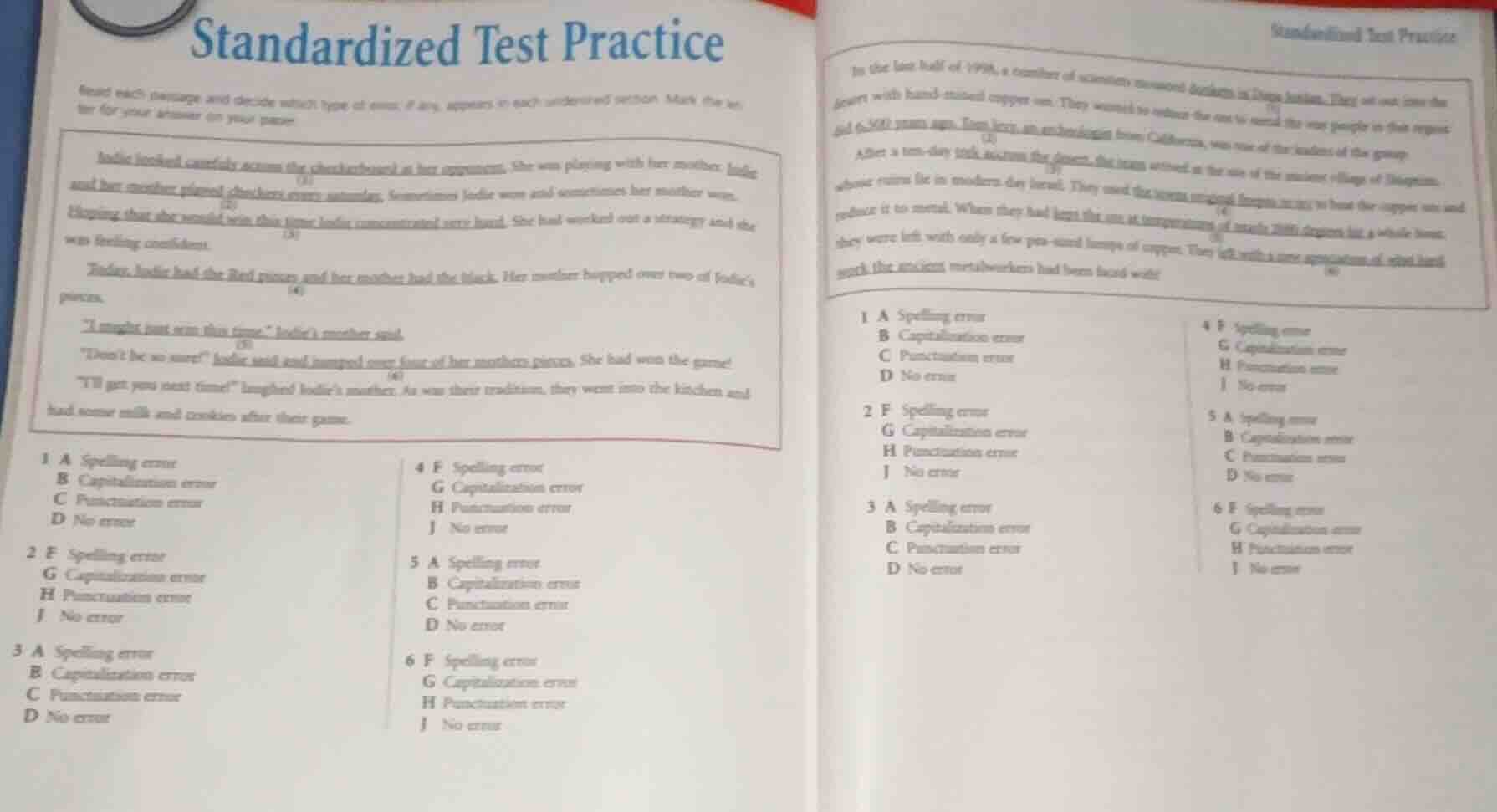 standardized test practice read each passage and decide which type of e…