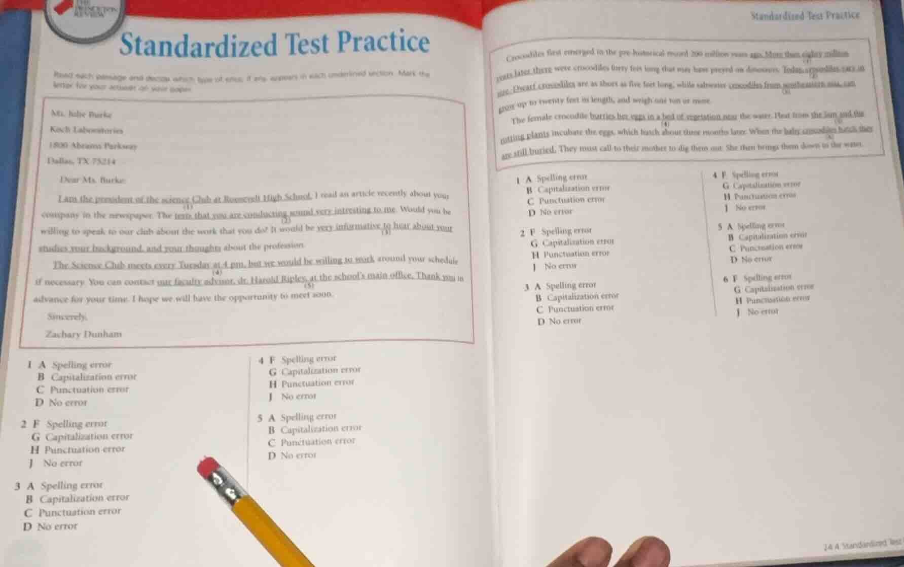 standardized test practice read each passage and decide which type of e…