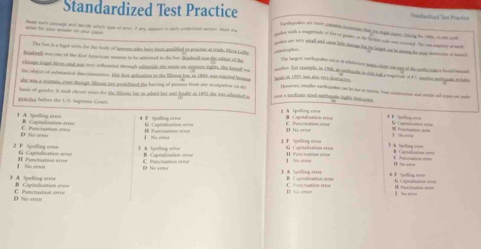 standardized test practice read each passage and decide which type of e…