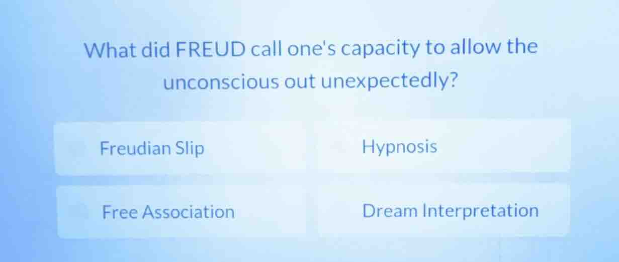 what did freud call ones capacity to allow the unconscious out unexpect…