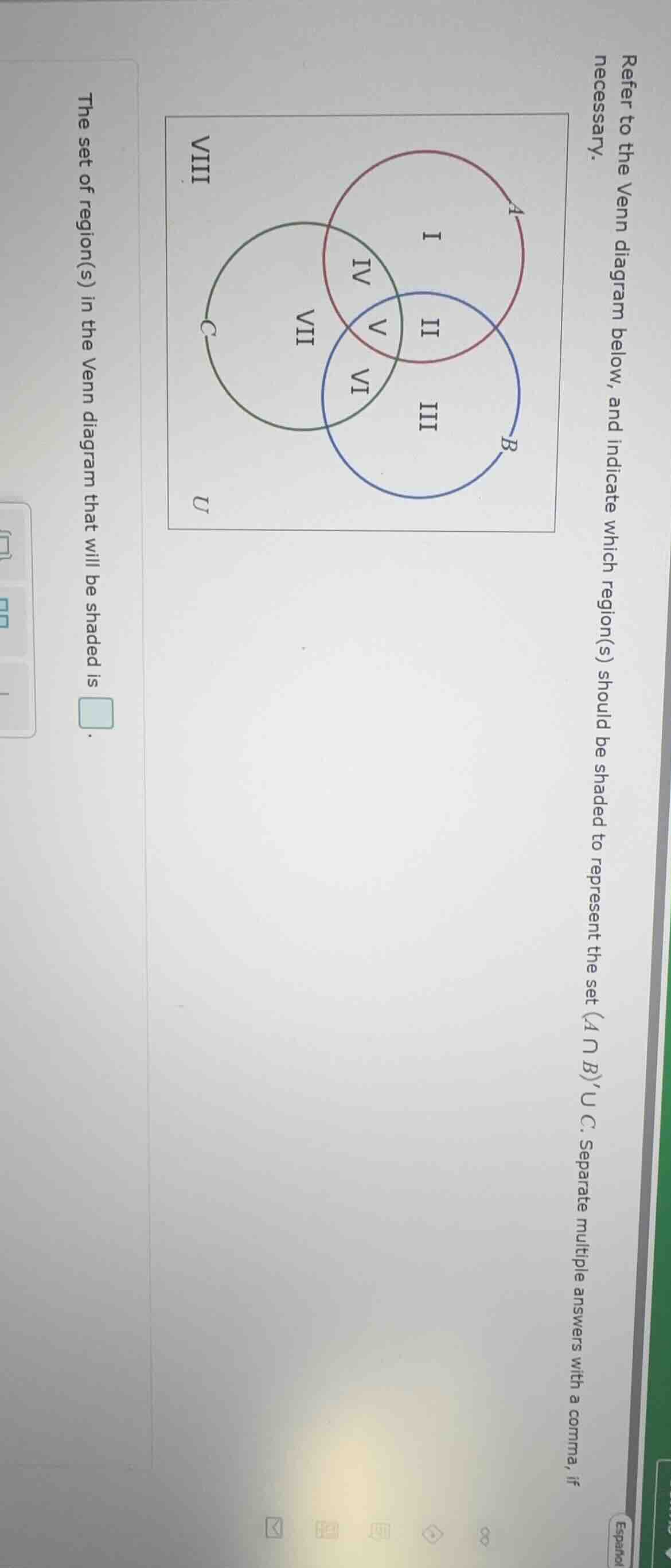 refer to the venn diagram below, and indicate which region(s) should be…