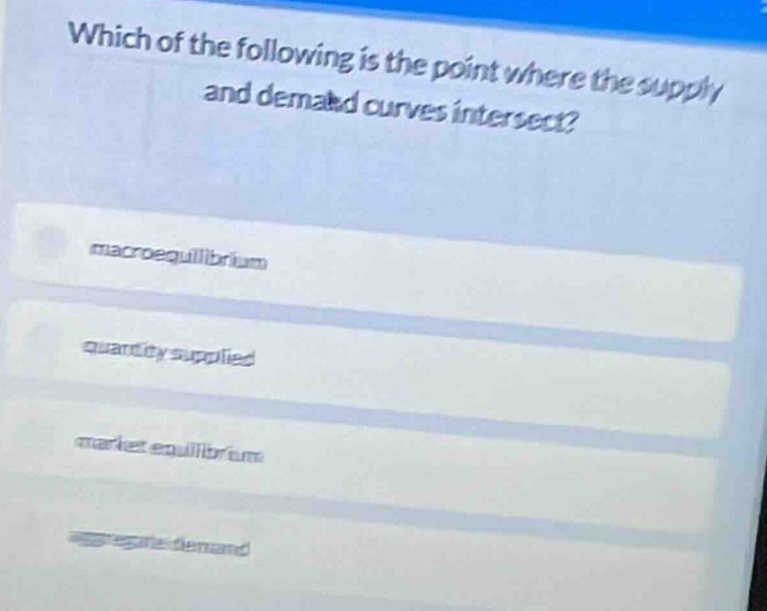 which of the following is the point where the supply and demand curves …