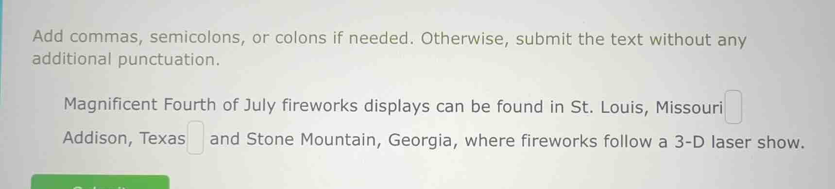 add commas, semicolons, or colons if needed. otherwise, submit the text…