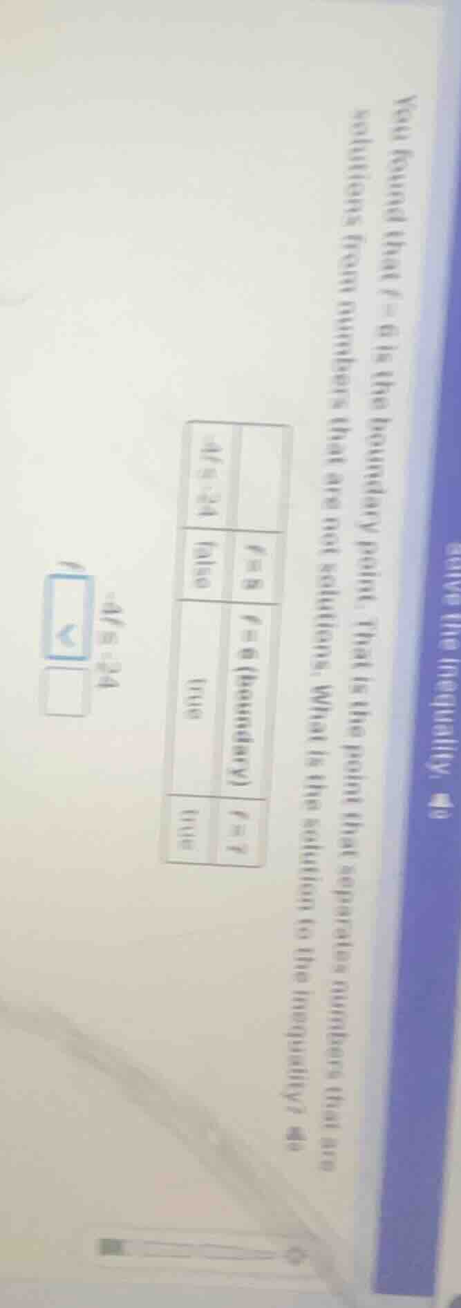 you found that ( t = 6 ) is the boundary point. that is the point that …