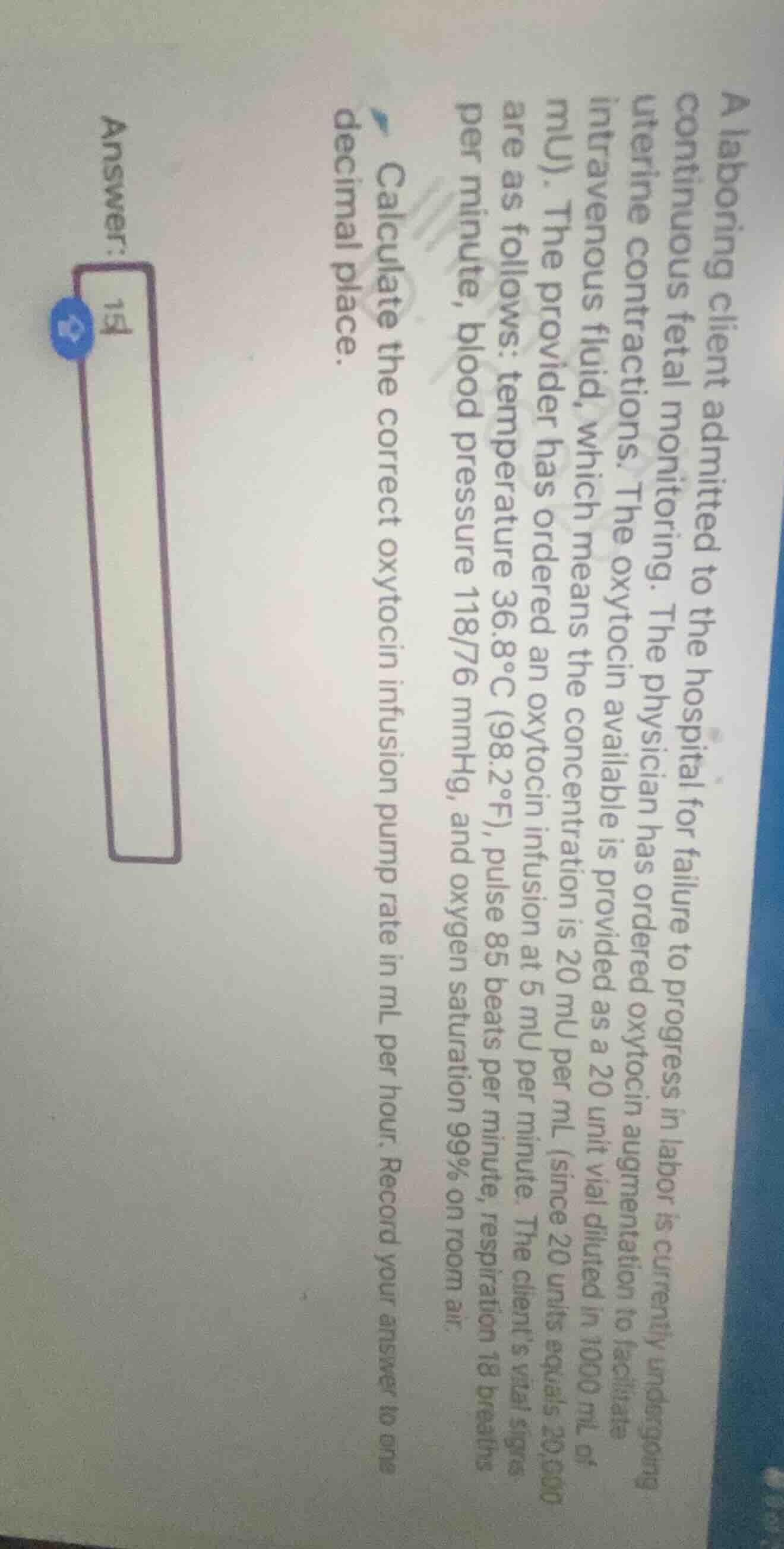 a laboring client admitted to the hospital for failure to progress in l…