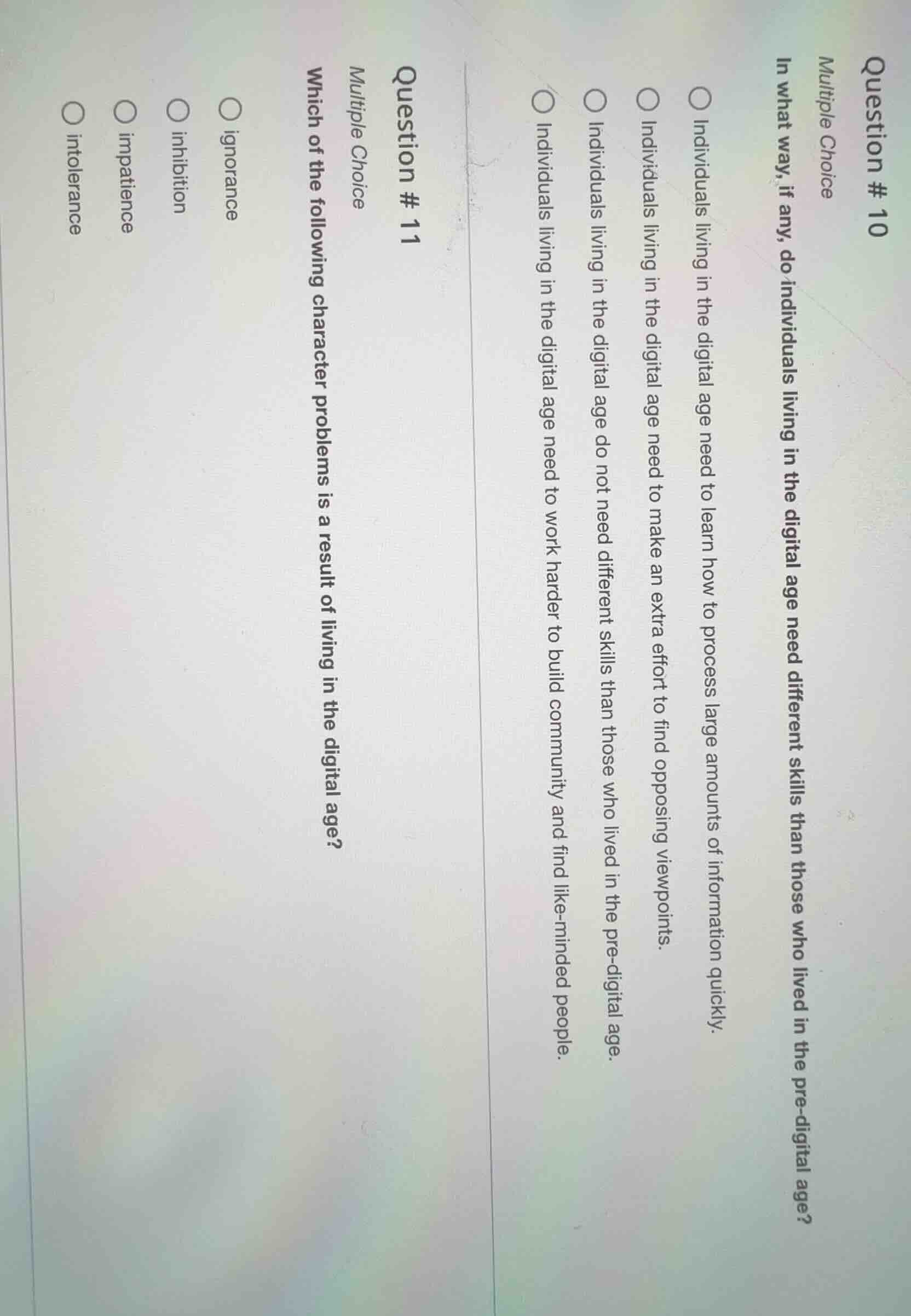 question # 10 multiple choice in what way, if any, do individuals livin…