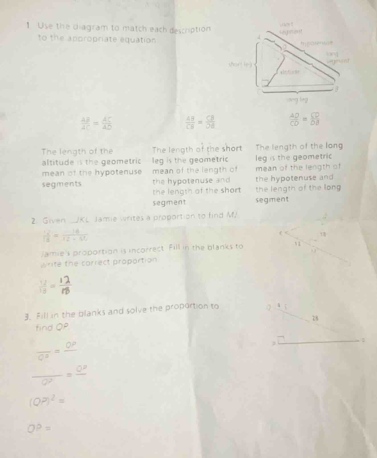 1 use the diagram to match each description to the appropriate equation…