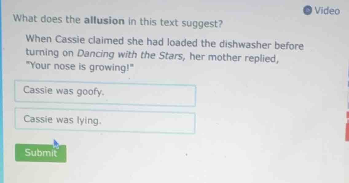 what does the allusion in this text suggest? when cassie claimed she ha…