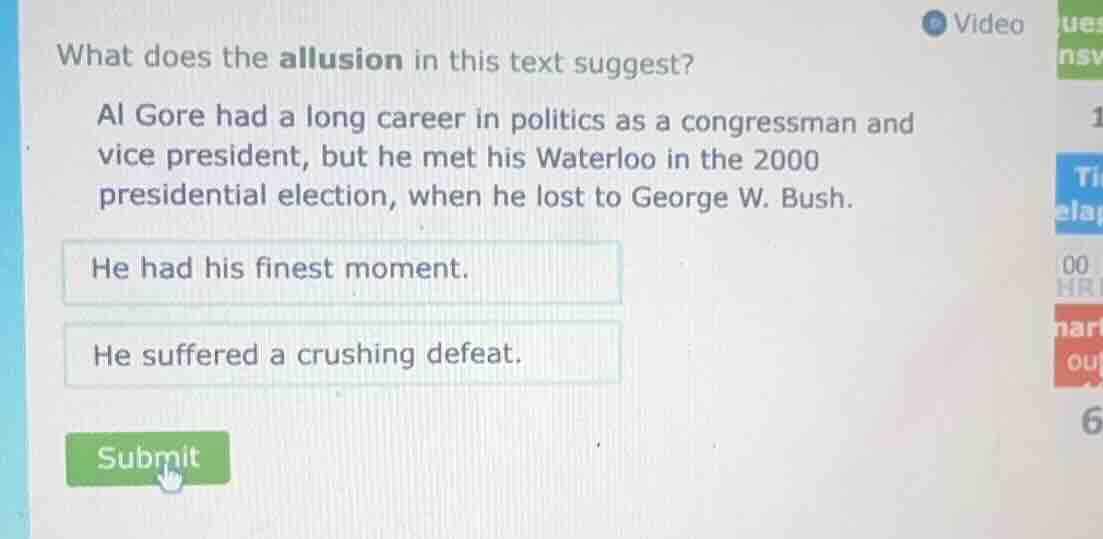 what does the allusion in this text suggest? al gore had a long career …