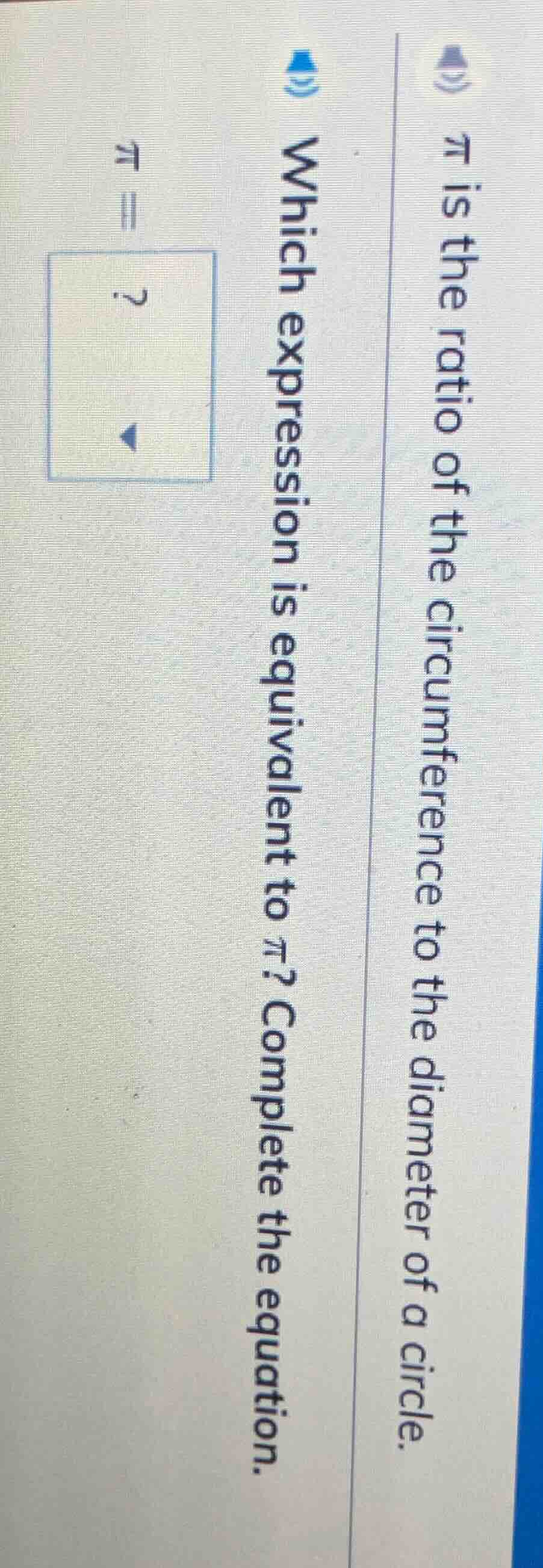 π is the ratio of the circumference to the diameter of a circle. which …