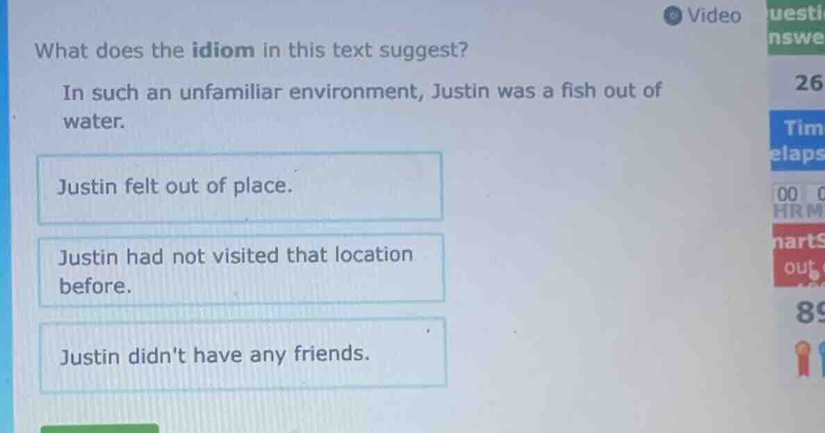 what does the idiom in this text suggest? in such an unfamiliar environ…