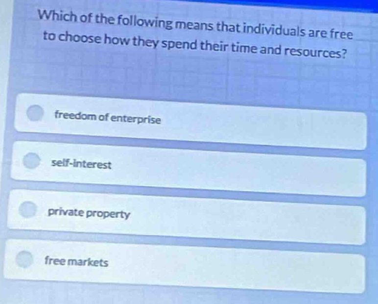 which of the following means that individuals are free to choose how th…