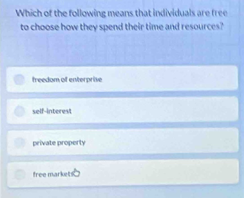 which of the following means that individuals are free to choose how th…