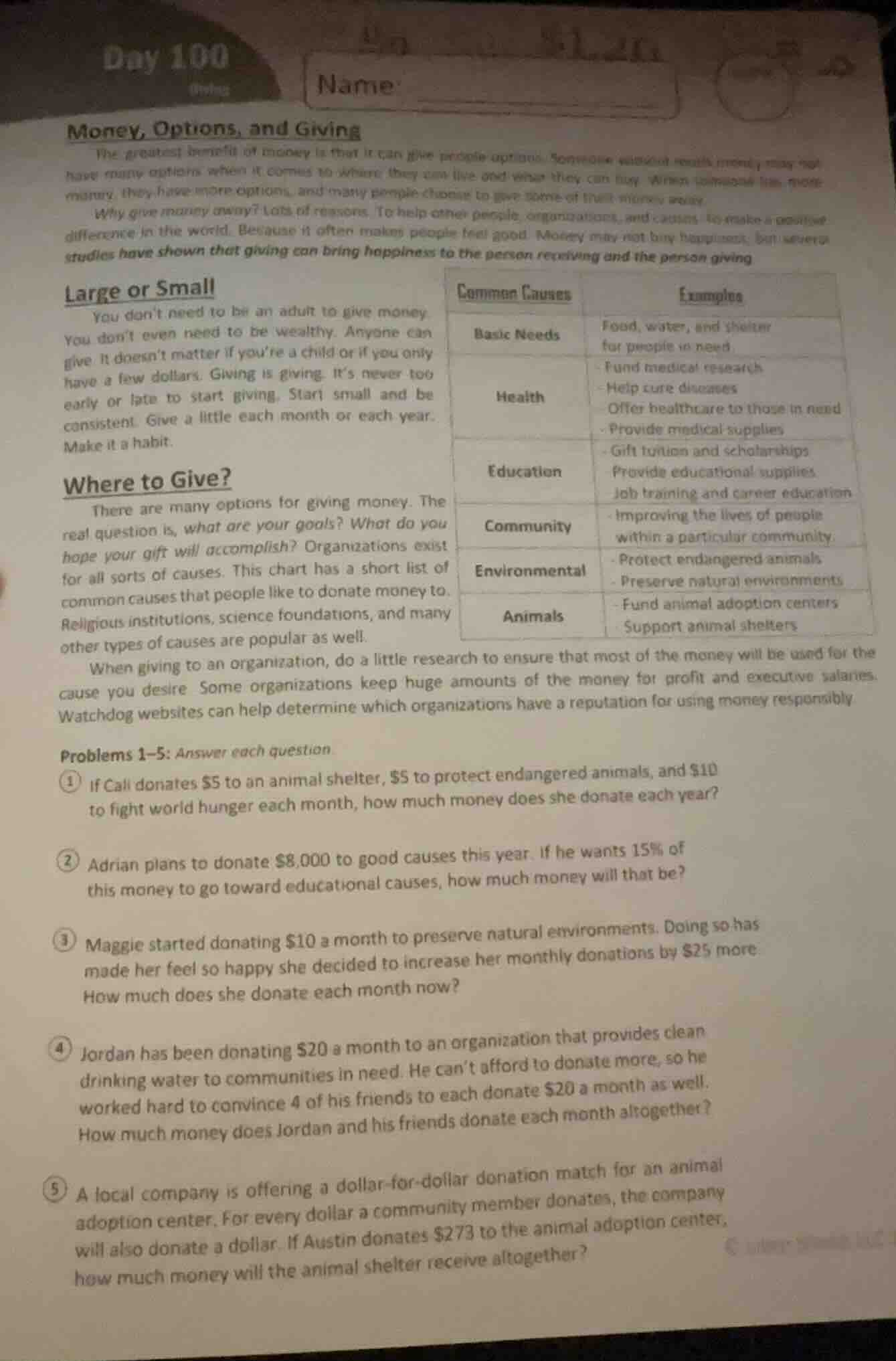 money, options, and giving the greatest benefit of money is that it can…