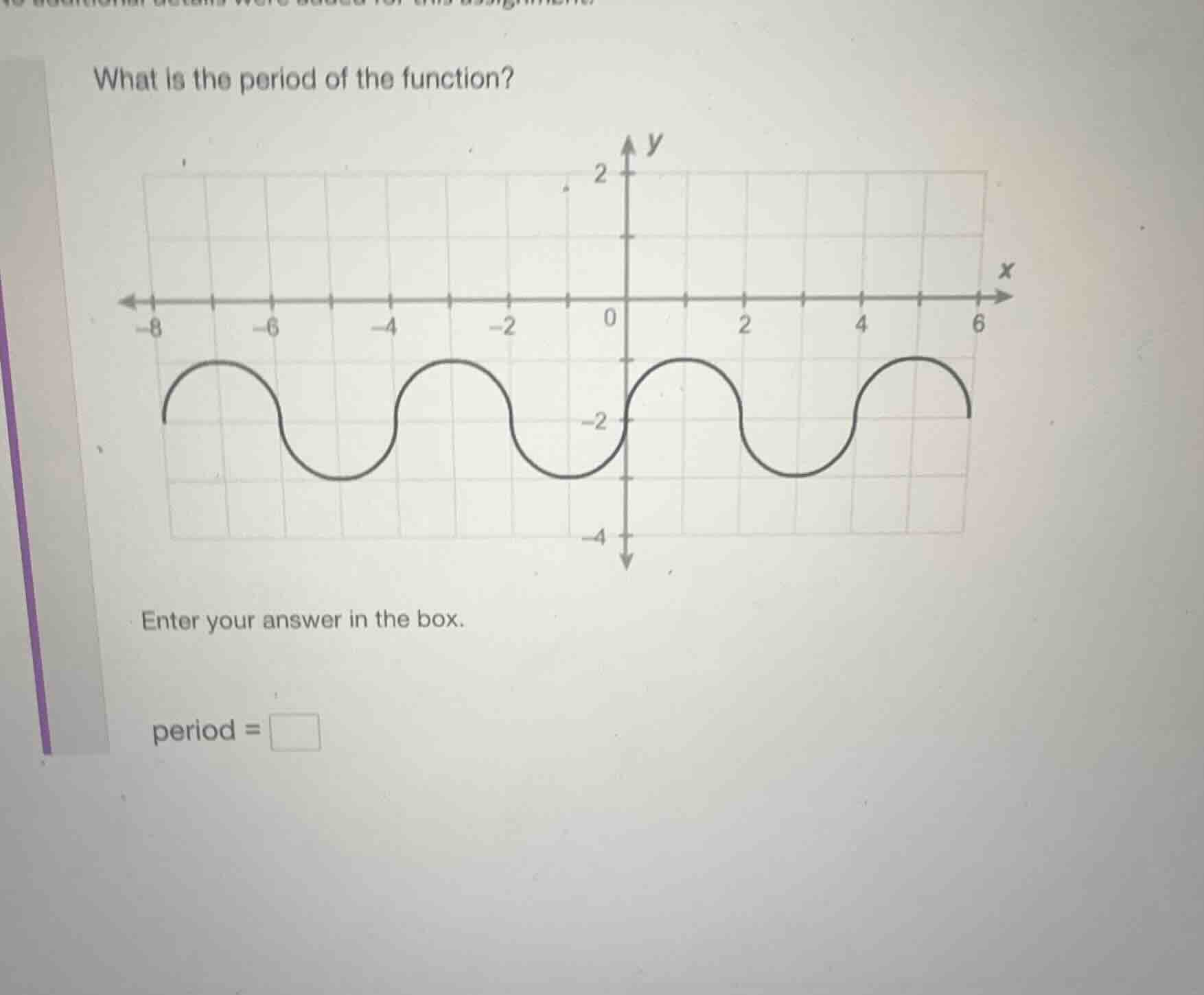 what is the period of the function? enter your answer in the box. perio…