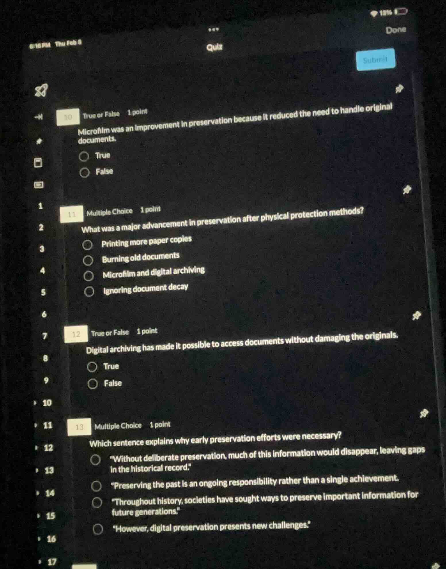 10 true or false 1 point microfilm was an improvement in preservation b…