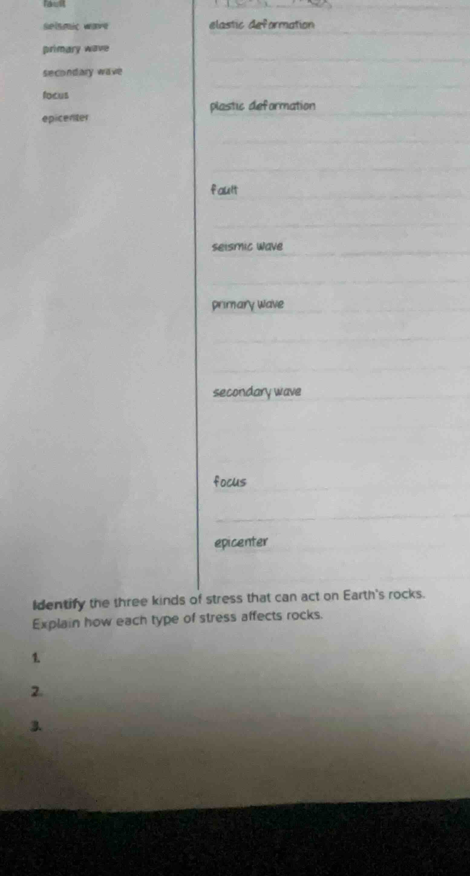 identify the three kinds of stress that can act on earth’s rocks. expla…
