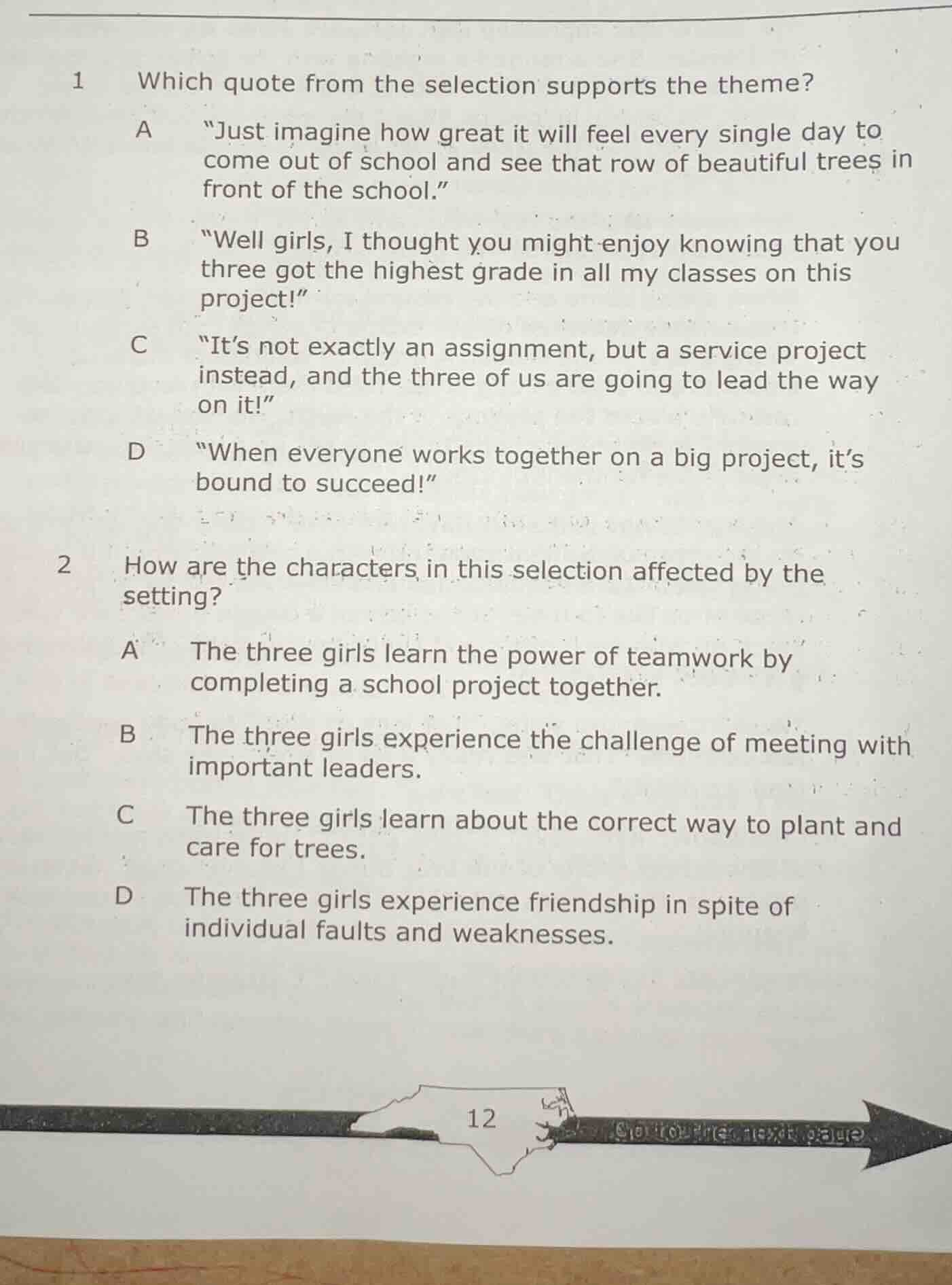 1 which quote from the selection supports the theme? a \just imagine ho…