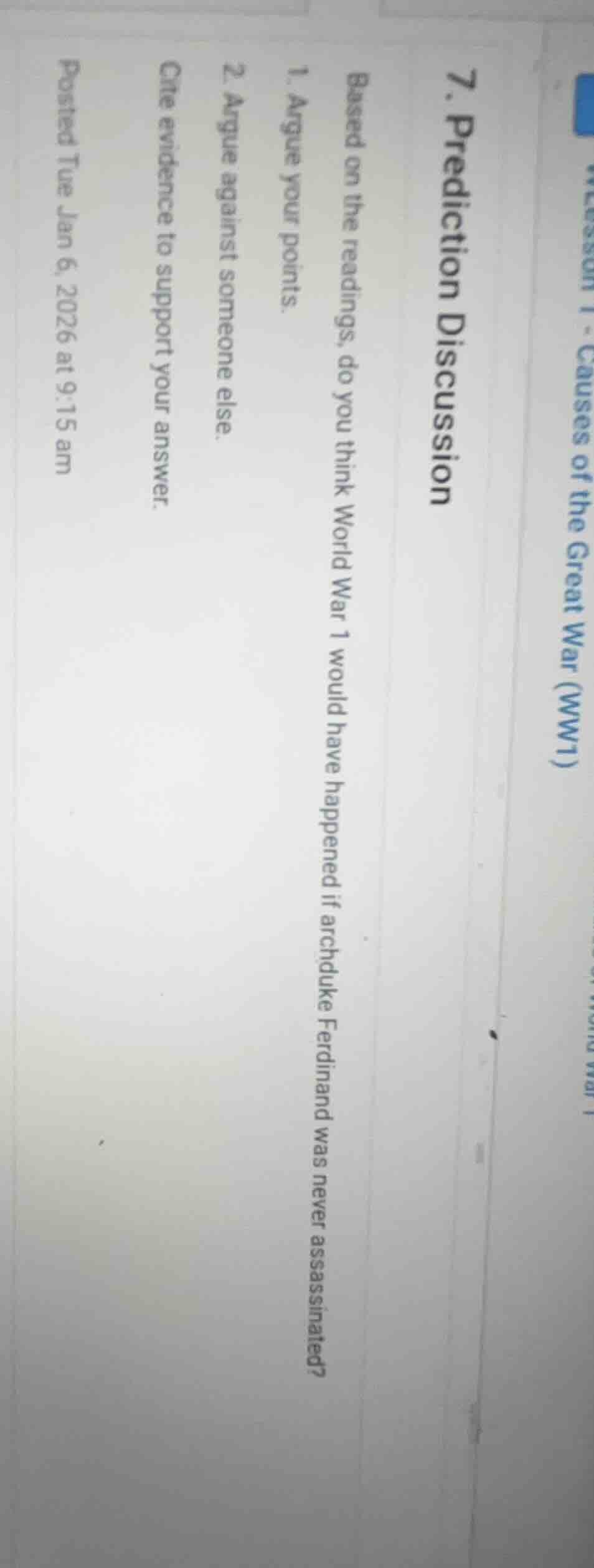 7. prediction discussion based on the readings, do you think world war …