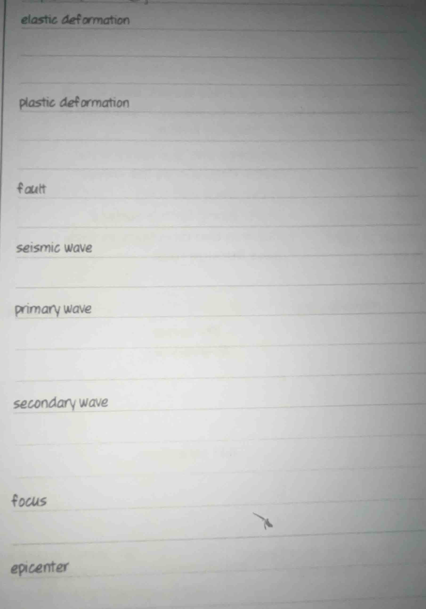 elastic deformation plastic deformation fault seismic wave primary wave…