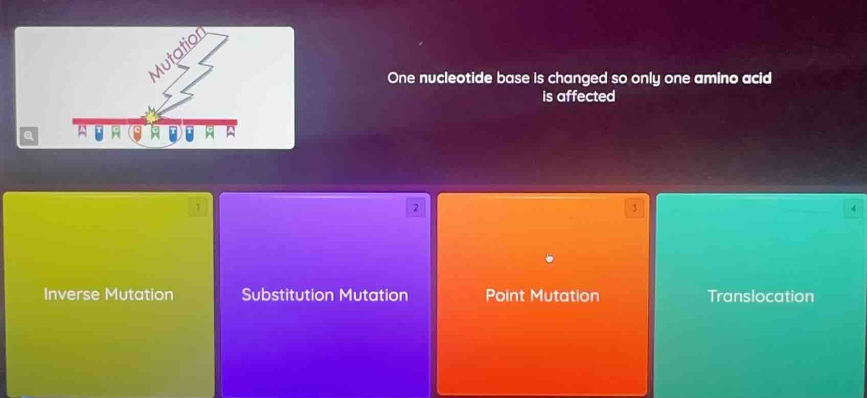 one nucleotide base is changed so only one amino acid is affected. opti…