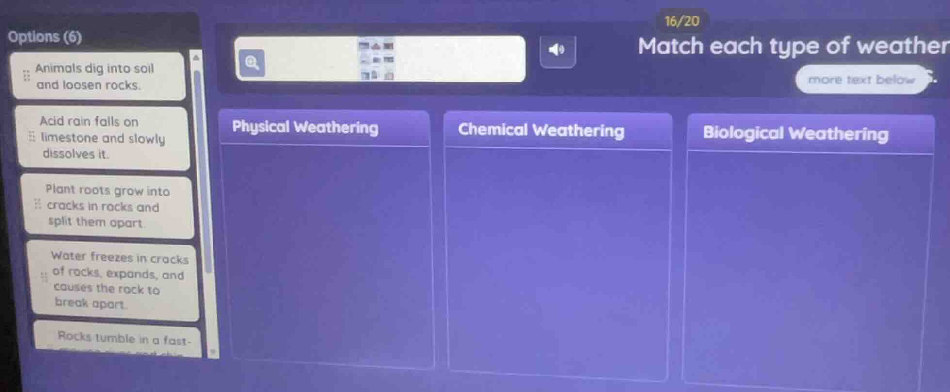 options (6) animals dig into soil and loosen rocks. acid rain falls on …