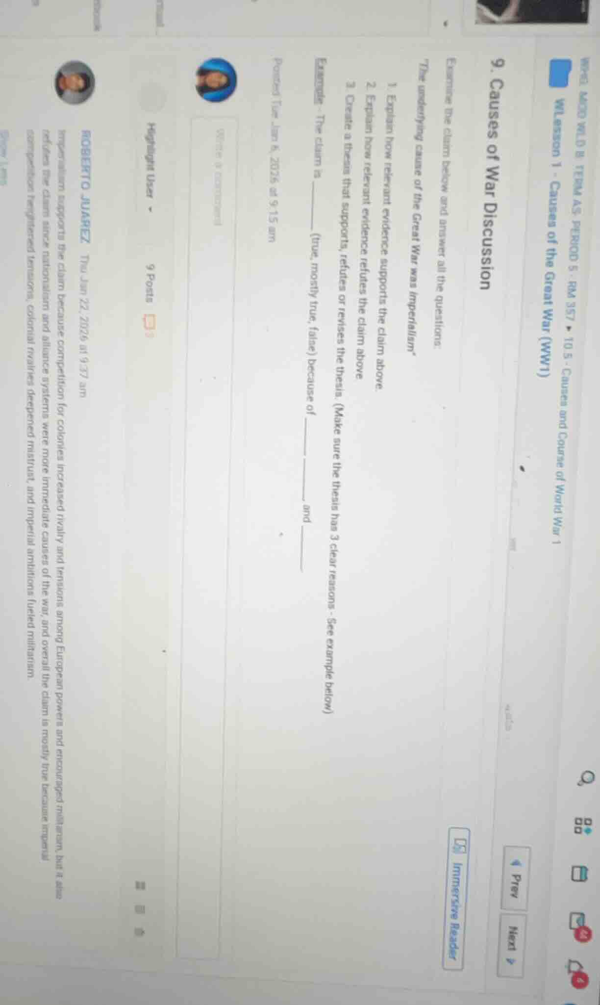 9. causes of war discussion examine the claim below and answer all the …